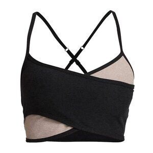 Beyond Yoga Color Blocked Black & Tan Sports Bra, Yoga & Pilates